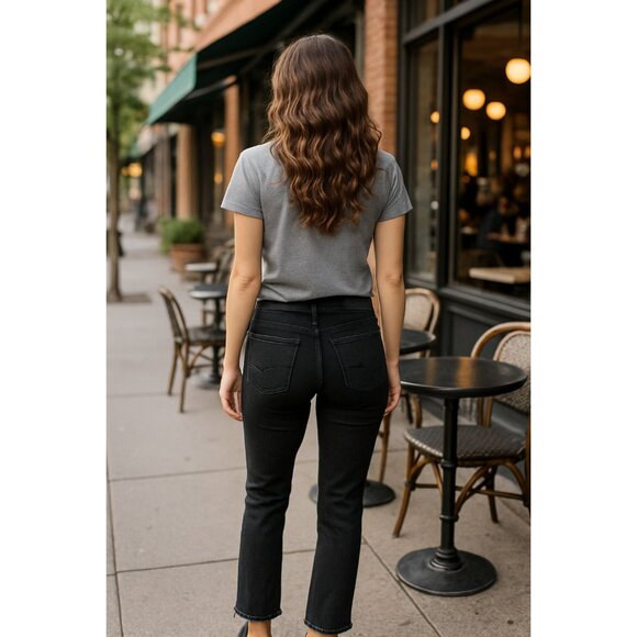 AG Adriano Goldschmied The Prima Ankle Cigarette Jeans Black Denim Frayed Hem 23 - Picture 3 of 16